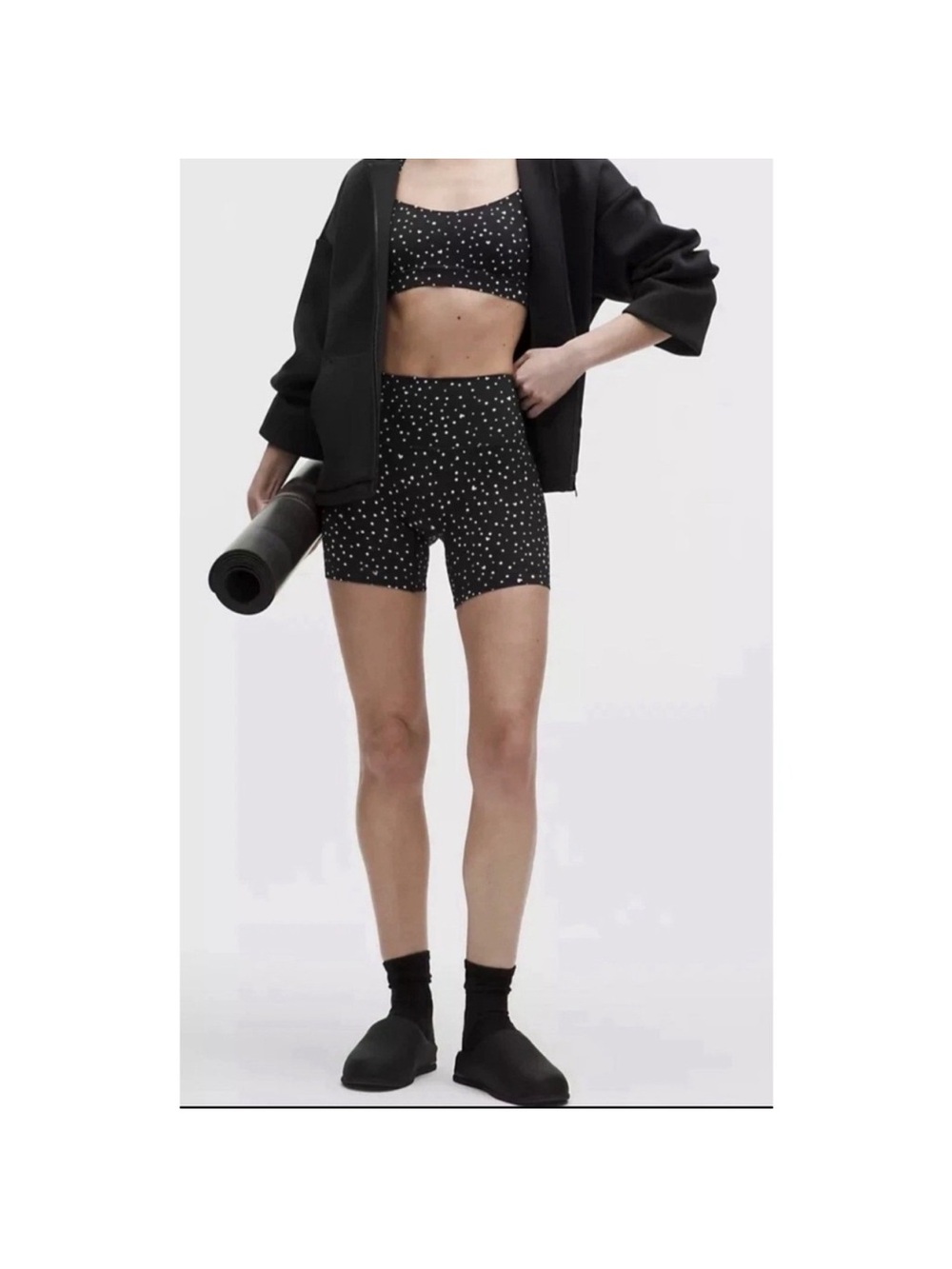 315. Lululemon Align High-Rise Short 4" Black White Polka dot/heart 12 NWT